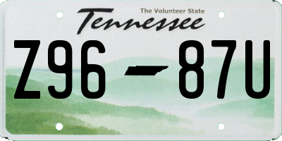 TN license plate Z9687U