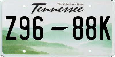 TN license plate Z9688K