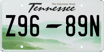 TN license plate Z9689N