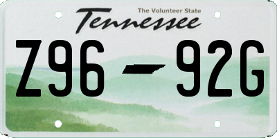 TN license plate Z9692G
