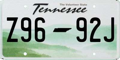 TN license plate Z9692J