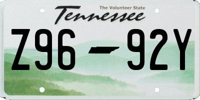 TN license plate Z9692Y