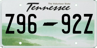 TN license plate Z9692Z