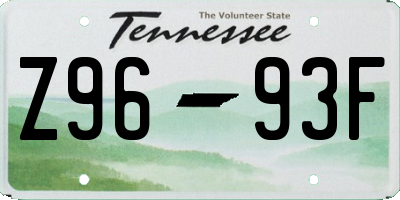 TN license plate Z9693F
