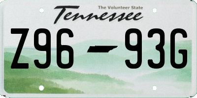 TN license plate Z9693G