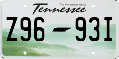 TN license plate Z9693I