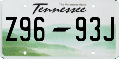 TN license plate Z9693J