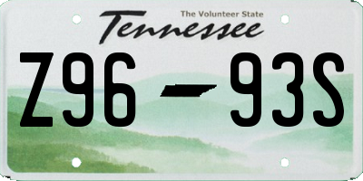 TN license plate Z9693S