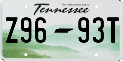 TN license plate Z9693T