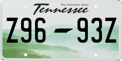 TN license plate Z9693Z