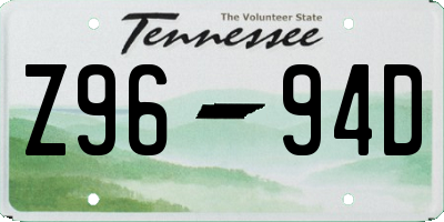 TN license plate Z9694D