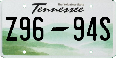 TN license plate Z9694S