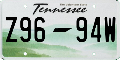 TN license plate Z9694W