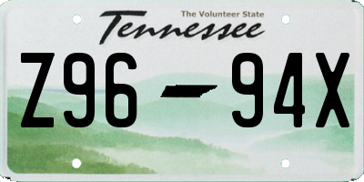 TN license plate Z9694X