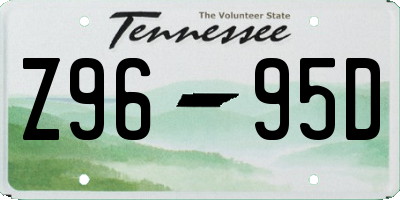 TN license plate Z9695D