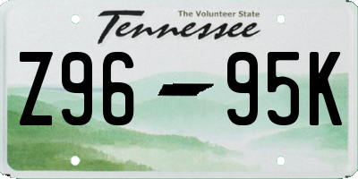 TN license plate Z9695K
