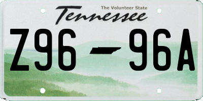TN license plate Z9696A