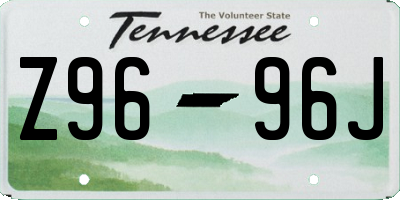TN license plate Z9696J