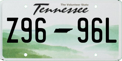 TN license plate Z9696L