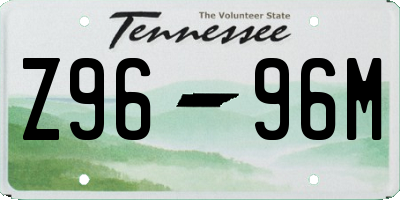 TN license plate Z9696M