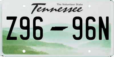 TN license plate Z9696N