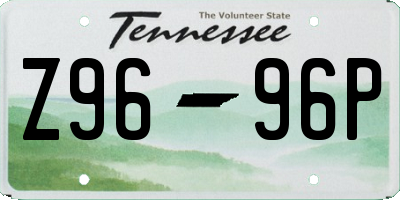 TN license plate Z9696P