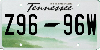 TN license plate Z9696W
