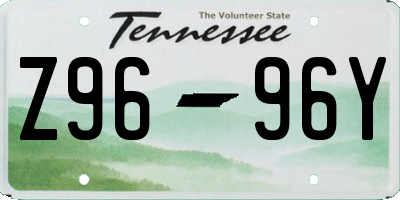 TN license plate Z9696Y