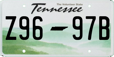 TN license plate Z9697B