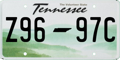 TN license plate Z9697C