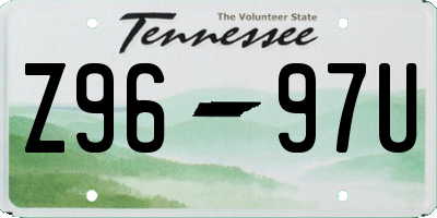 TN license plate Z9697U