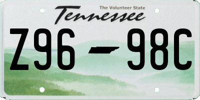 TN license plate Z9698C