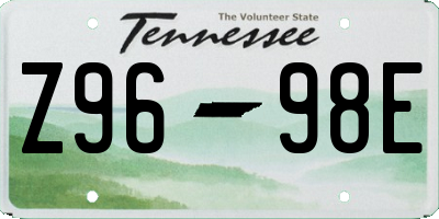 TN license plate Z9698E