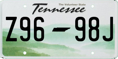 TN license plate Z9698J