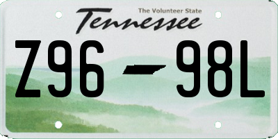 TN license plate Z9698L