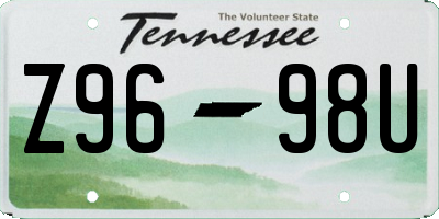 TN license plate Z9698U