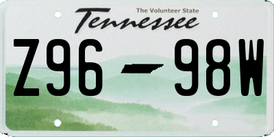 TN license plate Z9698W