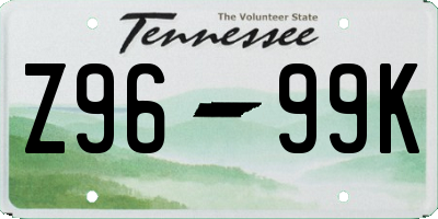 TN license plate Z9699K