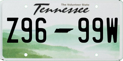 TN license plate Z9699W