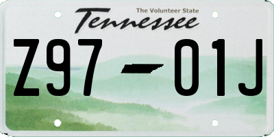 TN license plate Z9701J