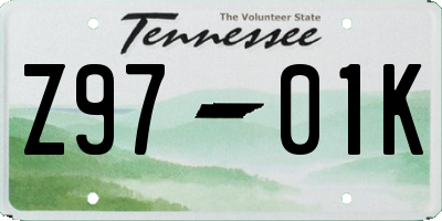 TN license plate Z9701K