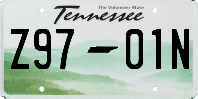 TN license plate Z9701N