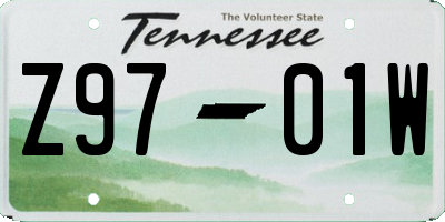 TN license plate Z9701W
