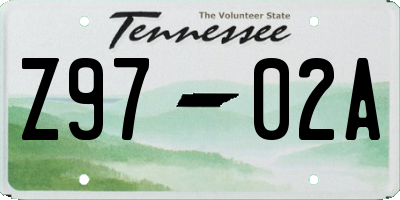 TN license plate Z9702A