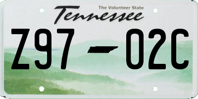 TN license plate Z9702C