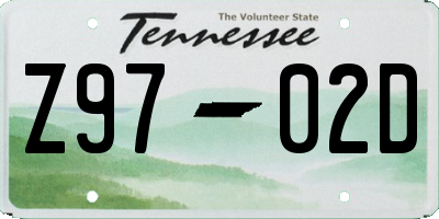 TN license plate Z9702D