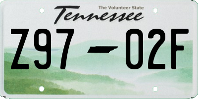 TN license plate Z9702F