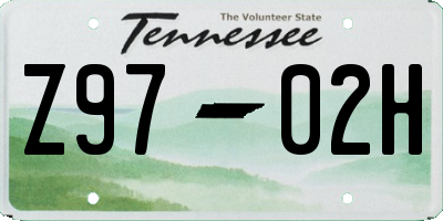 TN license plate Z9702H