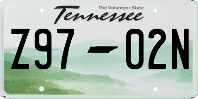 TN license plate Z9702N