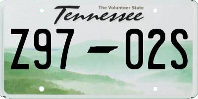 TN license plate Z9702S